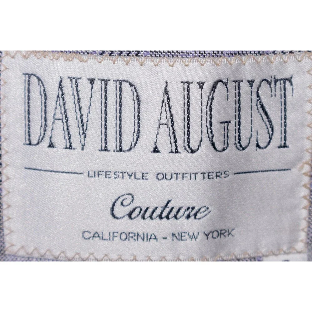 DAVID AUGUST Couture Blazer Men's 38XS Sport Coat Plaid Surgeon's Cuffs Jacket